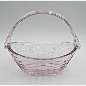 Longaberger Collectors Club Pressed Glass Pink Crocus Basket 8 Inch